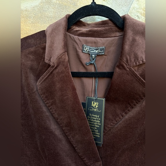 DG2 Diane Gilman Brown Velvet Stretch Blazer Jacket Career Office Boardroom - Picture 3 of 6